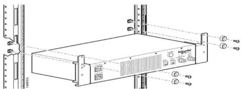 Technical diagram of a server rack unit with labeled ports and connectors, showing front panel and side panel views.
