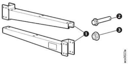 Technical diagram showing assembly of two mechanical components with numbered parts and a separate detail labeled ①, ②, and ③.