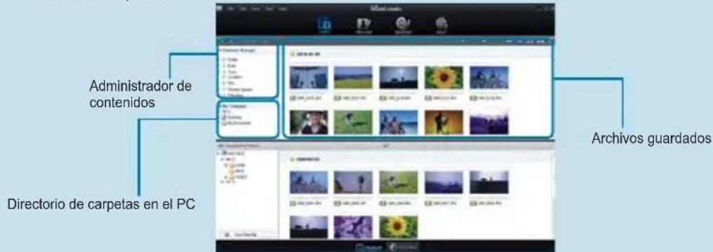 Administrador de contenidos Directorio de carpetas en el PC Archivos guardados