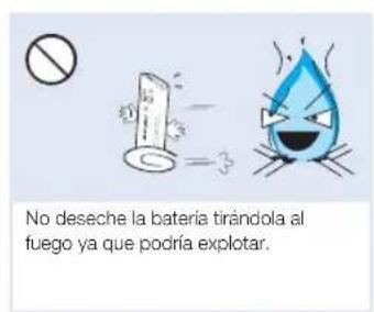 No deseche la batería tirándola al fuego ya que podría explotar.