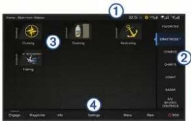 Home, Air Home System Clashing Clashing Texting PANATRITIES SMARTWORK STRAWBUSH CHARTS ASPAR NANA AVI SAMSUNG DESPHALA 3 4 Engage Map points Info Settings Menu Back ○ BOS