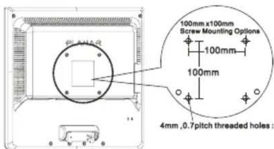 100mm x100mm Screw Mounting Options 100mm 100mm 4mm ,0.7pitch threaded holes :