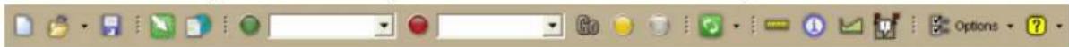 Screenshot of a software toolbar with icons for file operations, navigation, and options