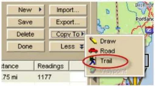 New Save Delete Done Import... Export... Copy To Less Draw Road Trail Viewpoint 1.75 mi 1177