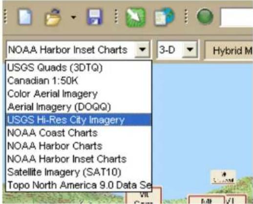 NOAA Harbor Inset Charts USGS Quads (3DTQ) Canadian 1:50K Color Aerial Imagery Aerial Imagery (DOQQ) USGS Hi-Res City Imagery NOAA Coast Charts NOAA Harbor Charts NOAA Harbor Inset Charts Satellite Imagery (SAT10) Topo North America 9.0 Data Se