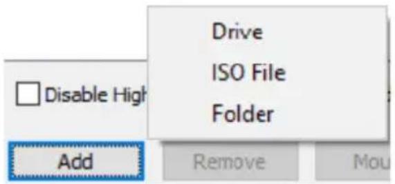 Drive ISO File Folder Disable High Add Remove Mou