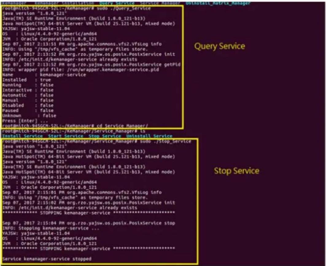 root@mitch-945GCH-S2L:-/KeManager# sudo ./Query_Service java version "1.8.0_121" Java(TM) SE Runtime Environment (build 1.8.0_121-b13) Java HotSpot(TM) 64-Bit Server VM (build 25.121-b13, mixed node) VAJSW: yajsw-stable-11.04 OS : Linux/4.4.0-92-generic/and64 JVM : Oracle Corporation/1.8.0_121 Sep 0…