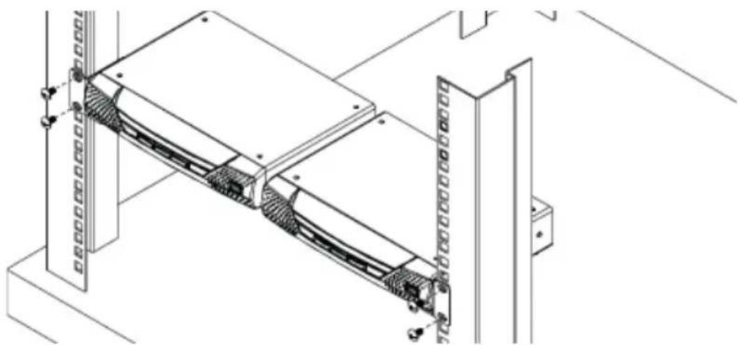 Technical line drawing of a mechanical assembly with mounting brackets and structural elements (no text or symbols)