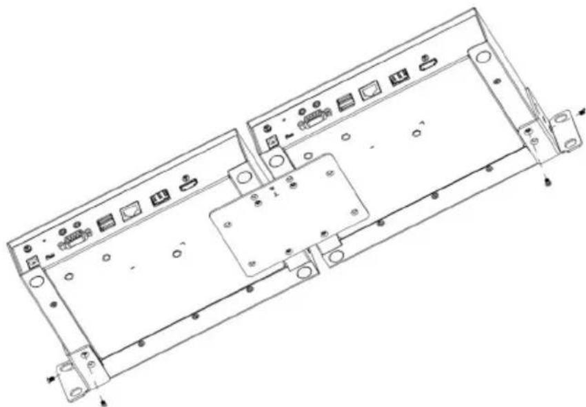 Line drawing of a computer monitor chassis with ports and connectors (no text or labels)