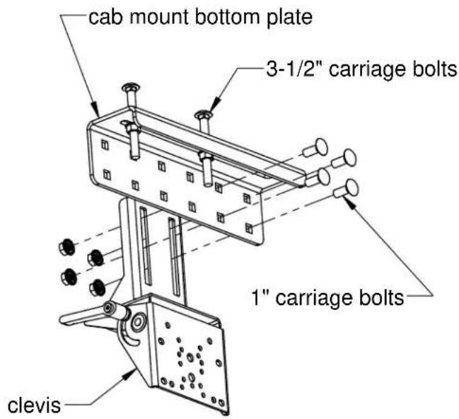 cab mount bottom plate 3-1/2" carriage bolts 1" carriage bolts clevis