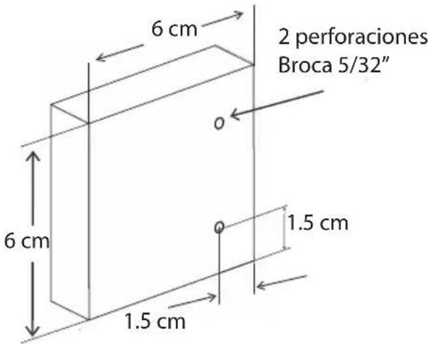 6 cm 2 perforaciones Broca 5/32" 6 cm 1.5 cm 1.5 cm