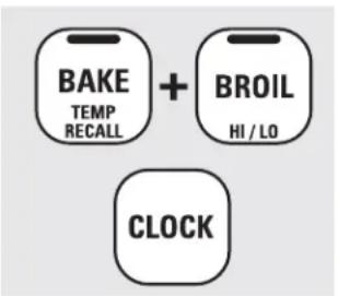 BAKE TEMP RECALL + BROIL HI / LO CLOCK