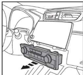 Interior view of a car dashboard with a mounted air conditioner unit (no text or symbols visible)