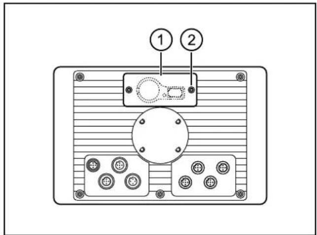 Diagram of an electronic device rear panel with labeled components and pinouts