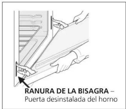 RANURA DE LA BISAGRA - Puerta desinstalada del horno
