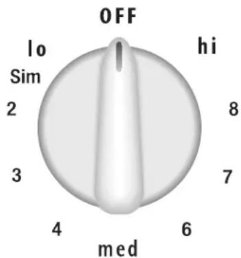 OFF lo Sim 2 3 4 med hi 8 7 6