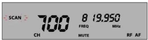 SCAN 700 8 19.950 FREQ MHz CH MUTE RF AF