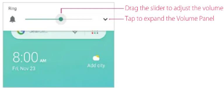 Ring 8:00 AM Fri, Nov 23 Add city Drag the slider to adjust the volume Tap to expand the Volume Panel