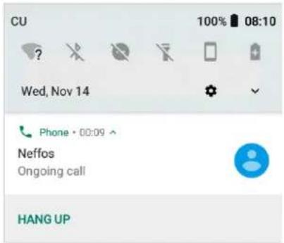 CU 100% 08:10 Wed, Nov 14 Phone • 00:09 ^ Neffos Ongoing call HANG UP