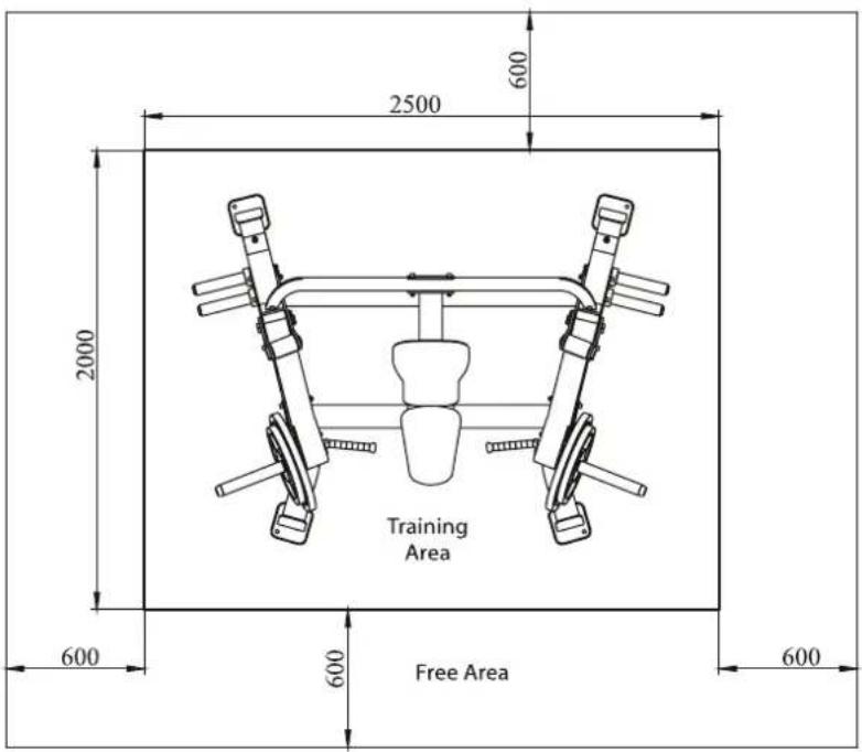 2500 600 2000 Training Area 600 600 Free Area 600