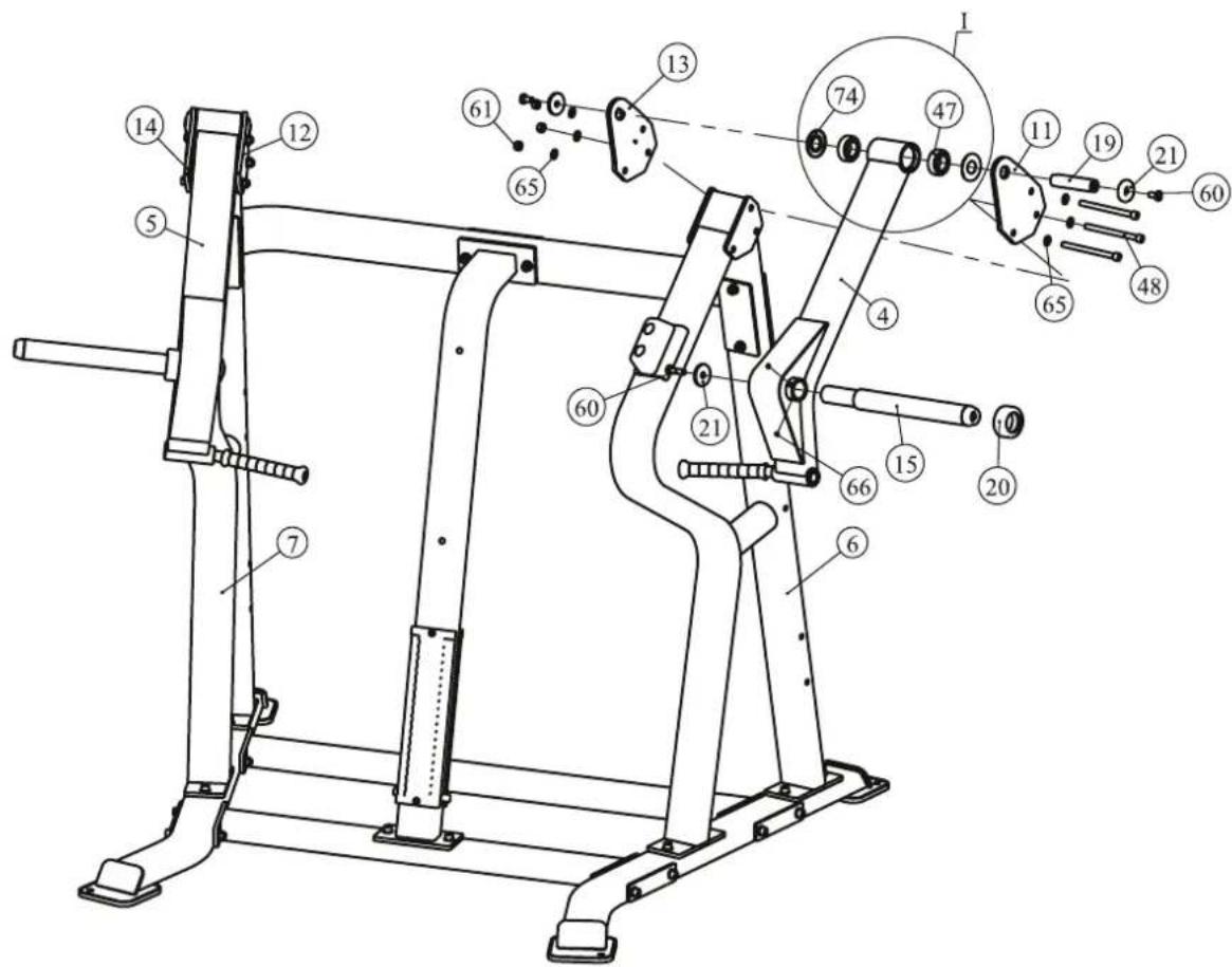 Technical diagram of a mechanical device with numbered components and labeled parts