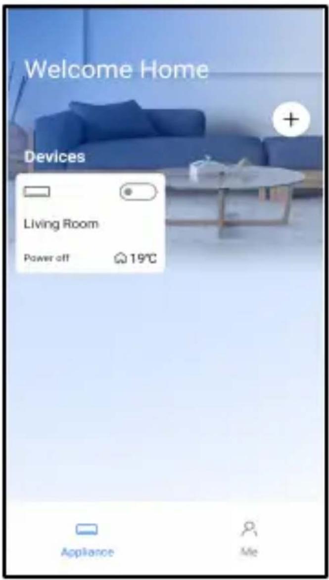 Welcome Home Devices Living Room Power off 19°C Appliance Me