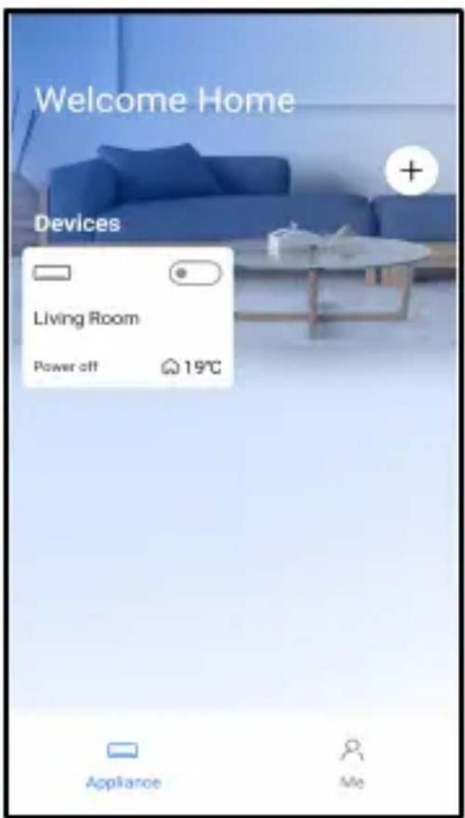 Welcome Home Devices Living Room Power off 19°C Appliance Me