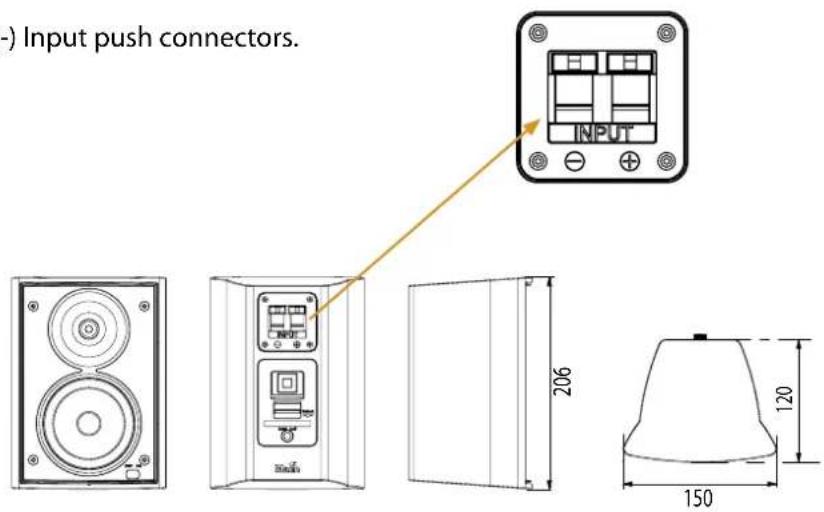 (-) Input push connectors. INPUT 206 120 150