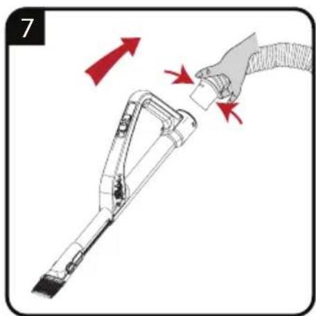 Illustration of a hand holding a cable with a device, showing red arrows indicating motion (no text or symbols)