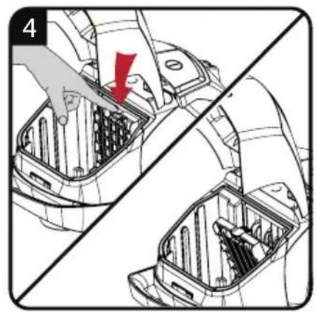 Diagram showing a hand inserting a component into a device, with no visible text or symbols