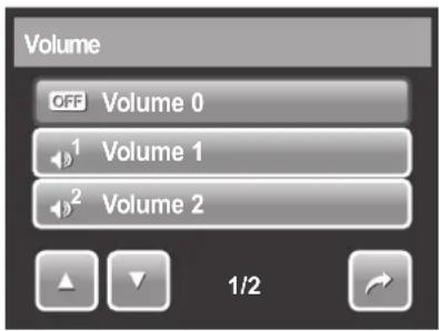 Volume OFF Volume 0 ¹ Volume 1 ² Volume 2 1/2