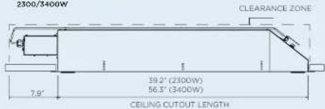 2300/3400W CLEARANCE ZONE 39.2" (2300W) 56.3" (3400W) 7.9" CEILING CUTOUT LENGTH