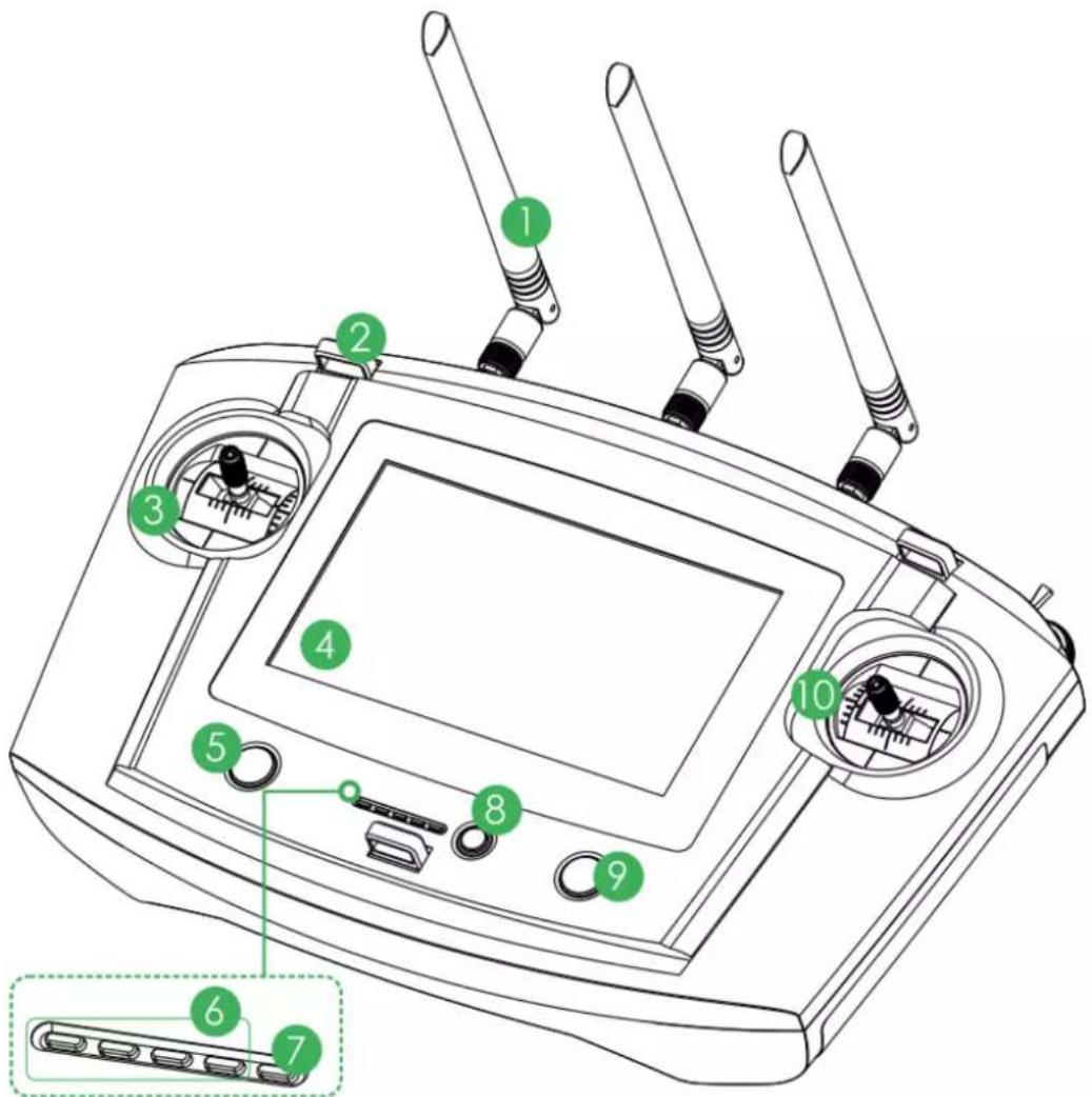 Diagram of a device with numbered components and labeled parts, likely illustrating a wireless or electronic device layout.