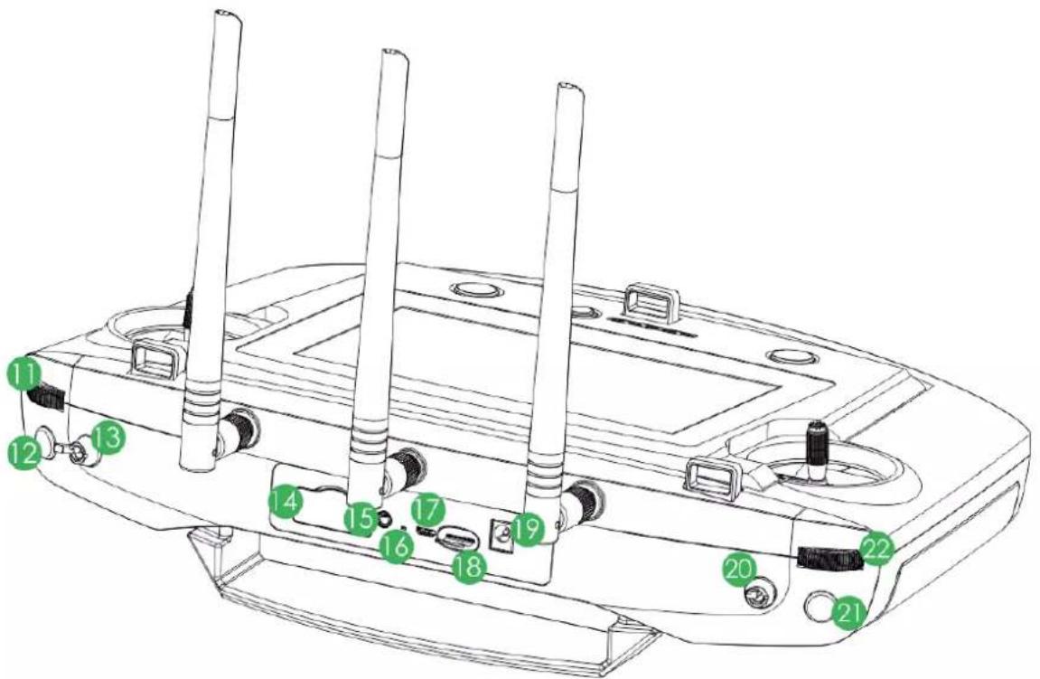 Technical diagram of a device with numbered components for identification
