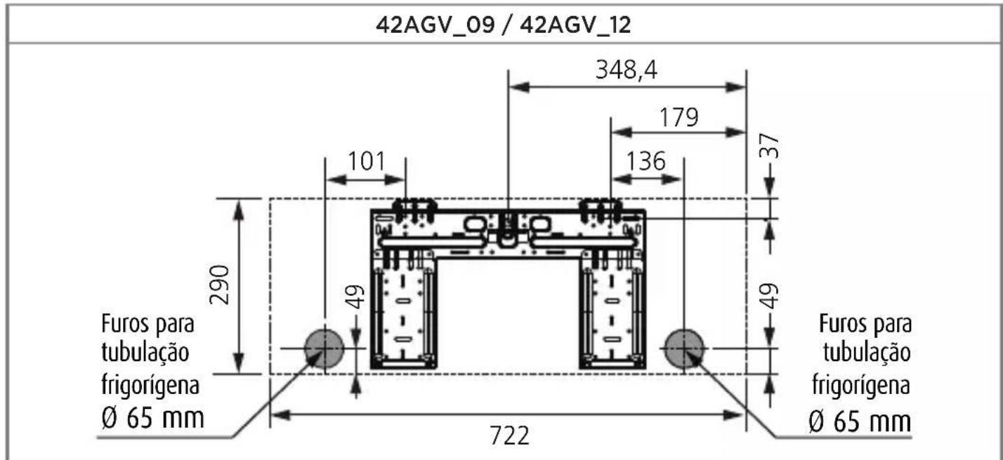 MIDEA 38AGVCC12M5 - Placa de montagem e dimensões (mm) - 1