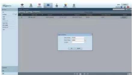 Screenshot of a legacy software interface with a dialog box containing text fields and buttons, likely for user input or configuration.