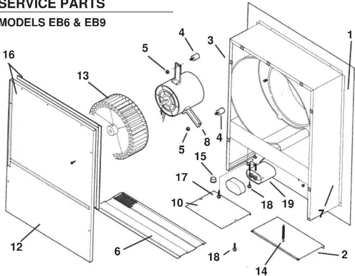 SERVICE PARTS MODELS EB6 & EB9 16 13 5 4 3 8 4 5 15 17 10 11 18 19 7 2 12 6 18