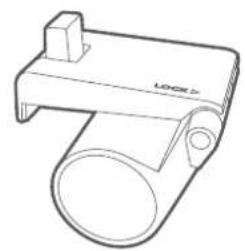 Technical line drawing of a mechanical component with a lock and handle (no text or symbols)