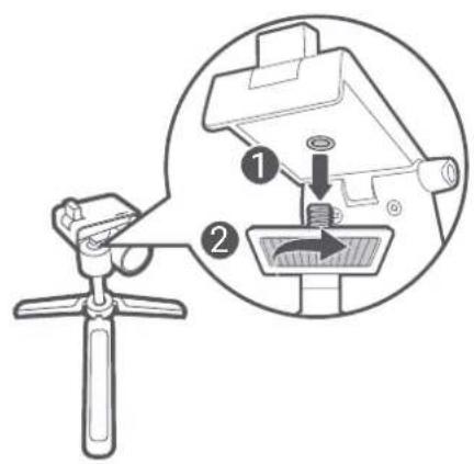 Diagram showing a mechanical device with labeled parts and an inset view of the component being inserted into a socket.