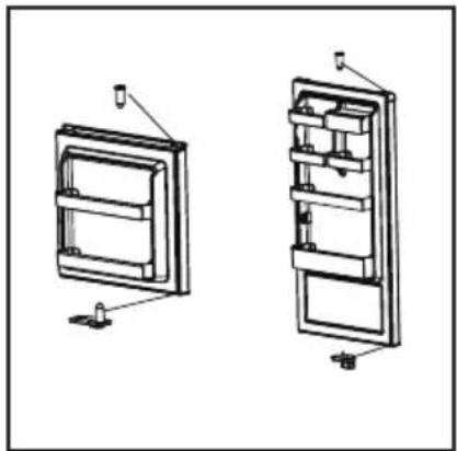 Technical line drawing of two mechanical components with mounting holes and housing (no text or symbols)