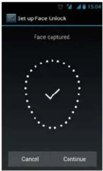 Set up Face Unlock Face captured. Cancel Continue