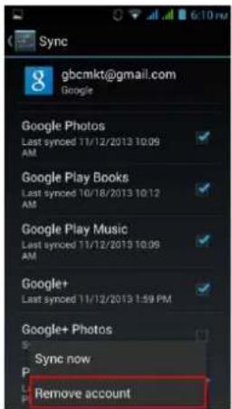Sync gbcmkt@gmail.com Google Google Photos Last synced 11/12/2013 10:06 AM Google Play Books Last synced 10/18/2013 10:12 AM Google Play Music Last synced 11/12/2013 10:06 AM Google+ Last synced 11/12/2013 1:59 PM Google+ Photos Sync now Remove account