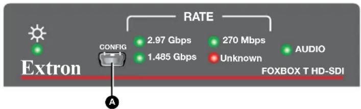 Extron CONFIG RATE 2.97 Gbps 270 Mbps 1.485 Gbps Unknown AUDIO FOXBOX T HD-SDI A