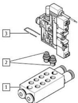 Festo OVEL-5-H-10-PQ-VQ4-UA-C-A-V1V-H3 - Fijación en perfil distribuidor P - 1