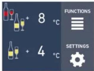 8 °C + 4 °C FUNCTIONS ≡ SETTINGS