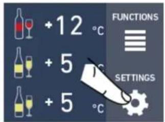 +12 °C +5 °C +5 °C FUNCTIONS ≡ SETTINGS
