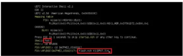 LEFI Interactive Shell v2.1 ESK 11 LEFI v2.50 (American Regatrends, 0x0089XXC) Mapping table: F50: A106(0):H0D0(0):BLK1; PcJR001(0x0)/PcI(0x14,0x0)/USB(0x11,0x0)/H011_MER,0xG7901D72,0x806,0x1 OR3532) BLK0: A106(0): PcJR001(0x0)/PcI(0x14,0x0)/USB(0x11,0x0) Press ESCB to 1 seconds to skills startup.mo…