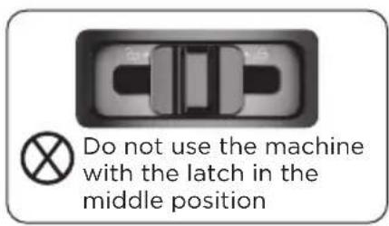 Do not use the machine with the latch in the middle position