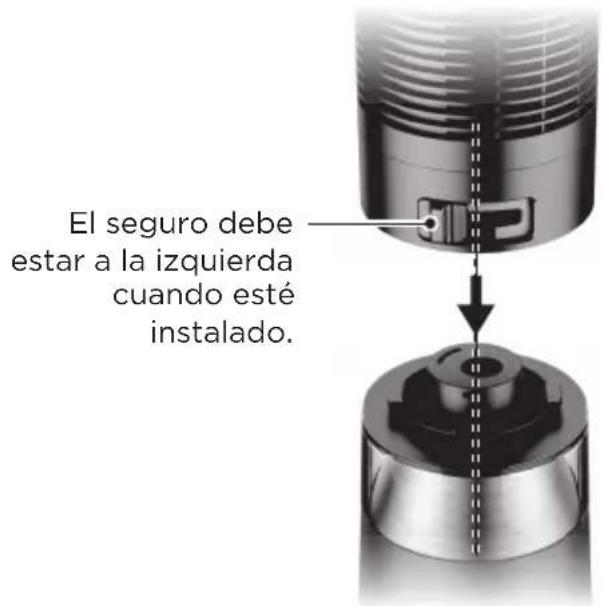 El seguro debe estar a la izquierda cuando esté instalado.