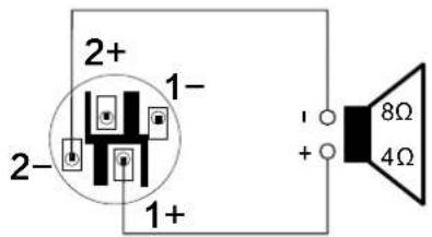 2+ 1- 2- 1+ 8Ω 4Ω